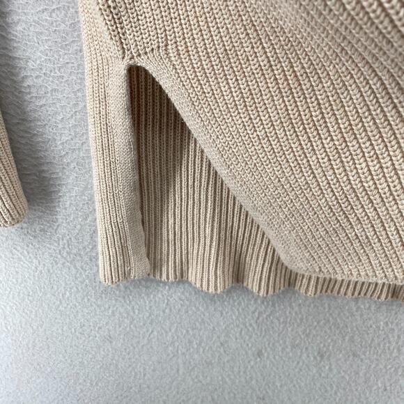 PACT Sweater Womens XS Organic Cotton Ribbed Funnel Neck Pullover Beige - Picture 9 of 13